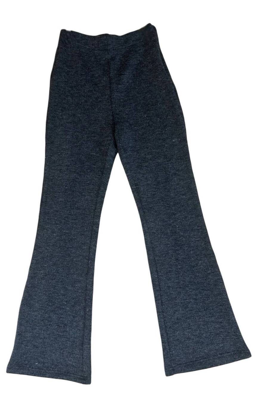 NEW MOON RIVER women's textured bell bottom pants in dark grey